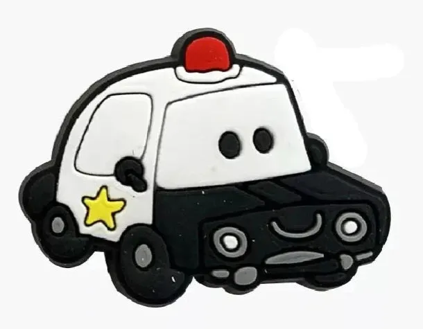 4 Pcs Transportation Shoe Charms For Croc Shoes- Bus, Police Car, Firetruck, Rocket