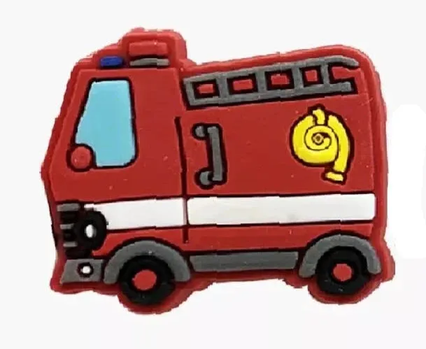 4 Pcs Transportation Shoe Charms For Croc Shoes- Bus, Police Car, Firetruck, Rocket