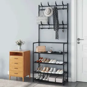 5 LAYER MULTI-FUNCTIIONAL SHOE RACK WITH CLOTH HANGING & ORGANIZER