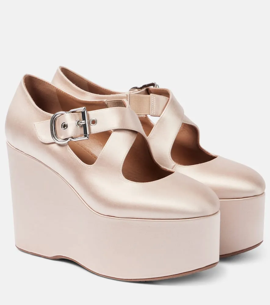 Alaia 110 satin platform wedges