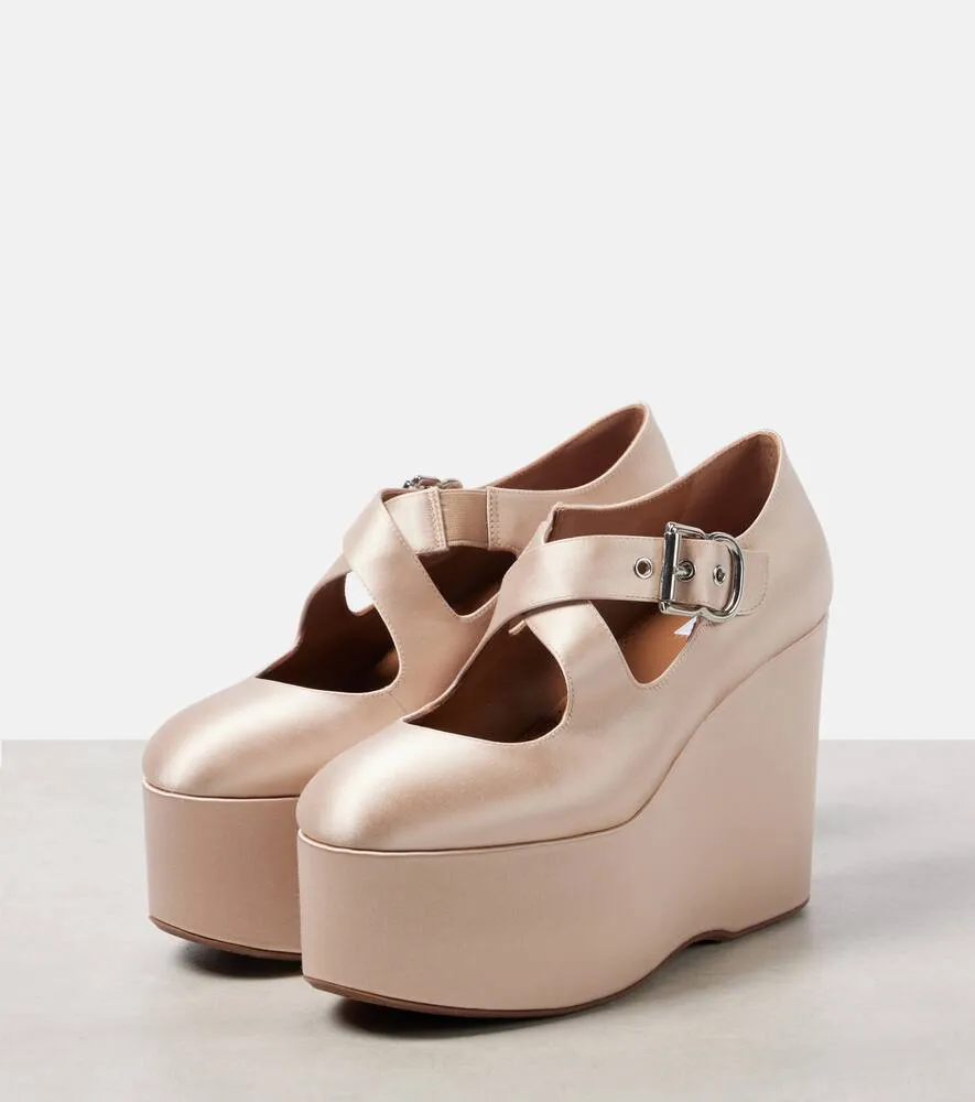 Alaia 110 satin platform wedges
