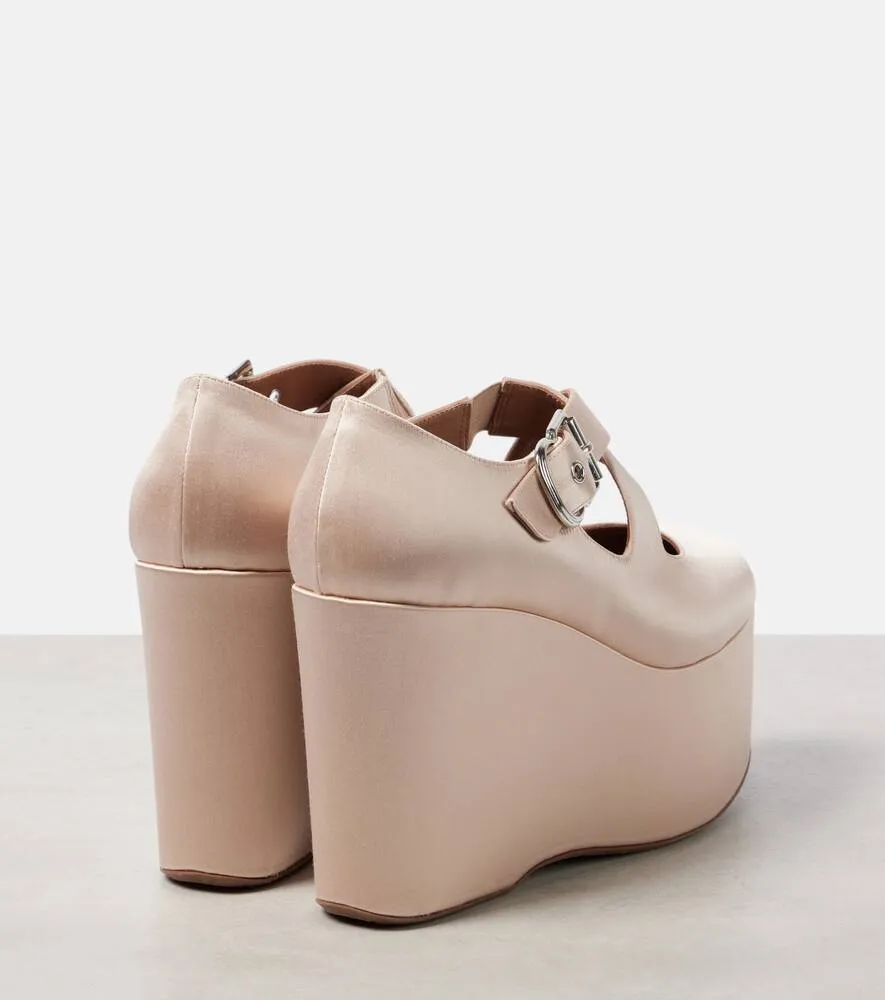 Alaia 110 satin platform wedges
