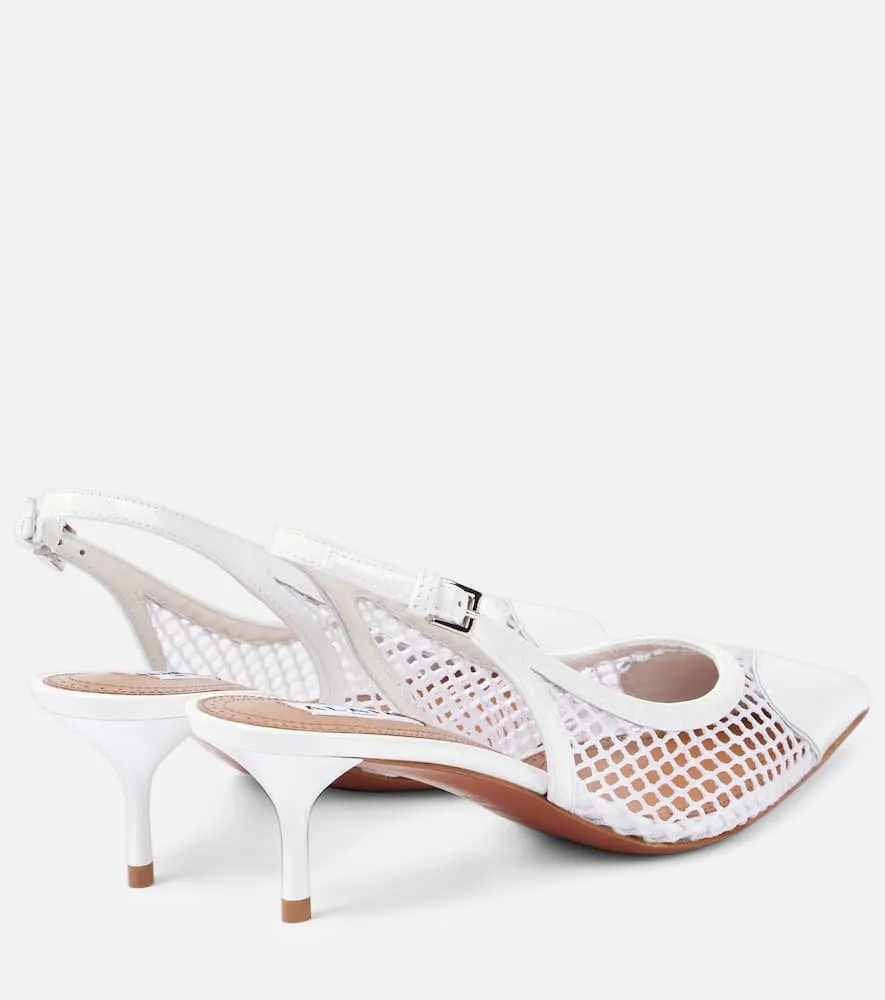 Alaia Le C√Ö¬ìur patent leather and fishnet slingback pumps