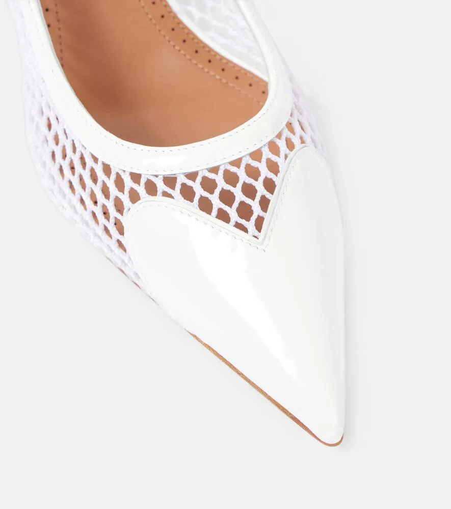Alaia Le C√Ö¬ìur patent leather and fishnet slingback pumps