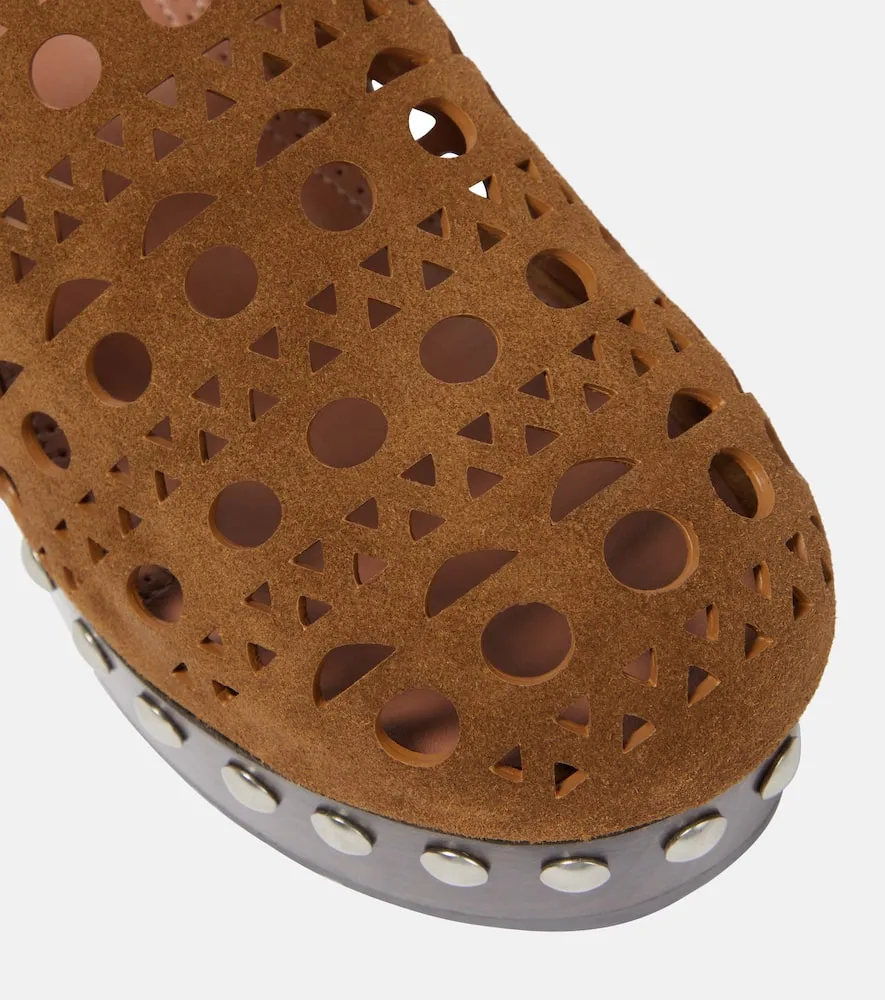 Alaia Vienne suede and wood clogs