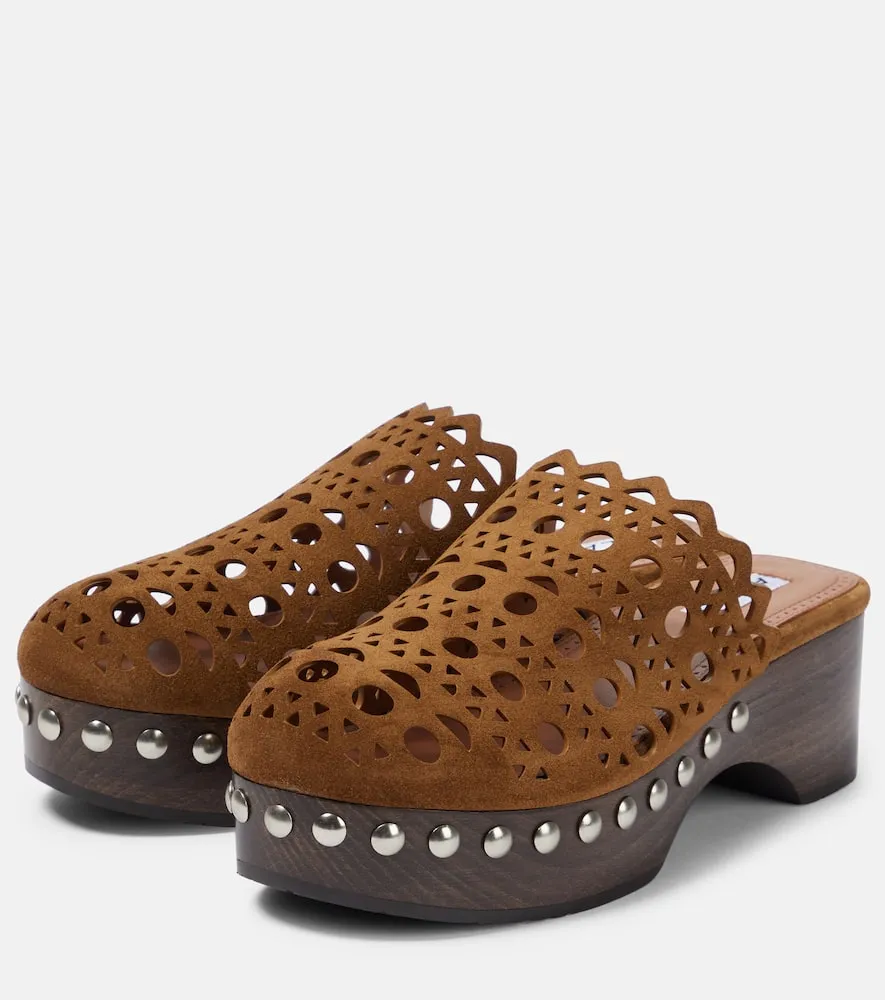 Alaia Vienne suede and wood clogs