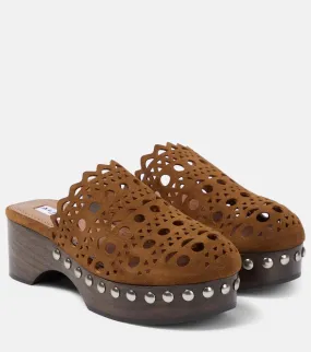 Alaia Vienne suede and wood clogs