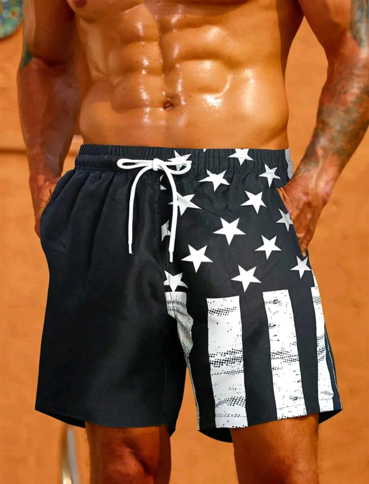 American Flag Swim Trunks