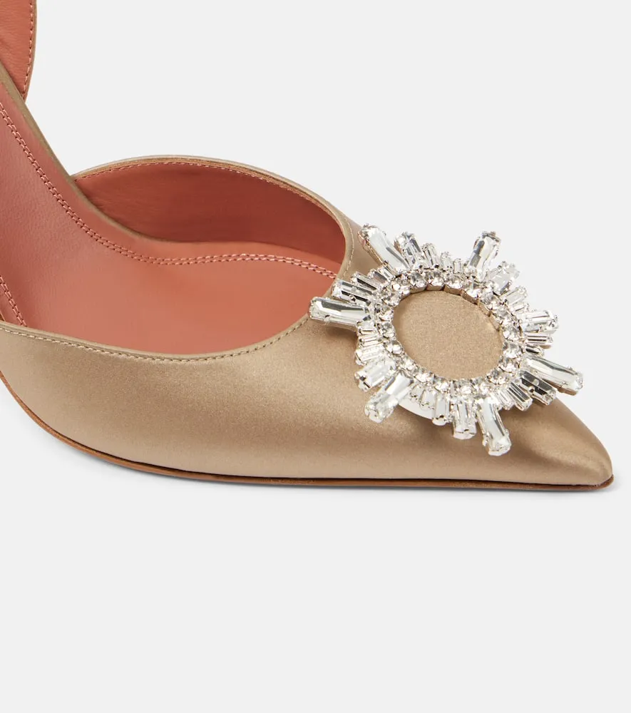 Amina Muaddi Begum 95 embellished satin slingback pumps