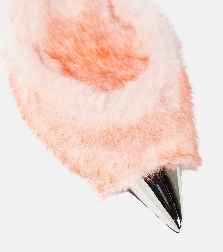 Area Dagger faux fur-trimmed pumps