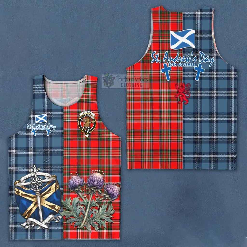Binning Tartan Men's Tank Top Happy St. Andrew's Day Half Tartan Style