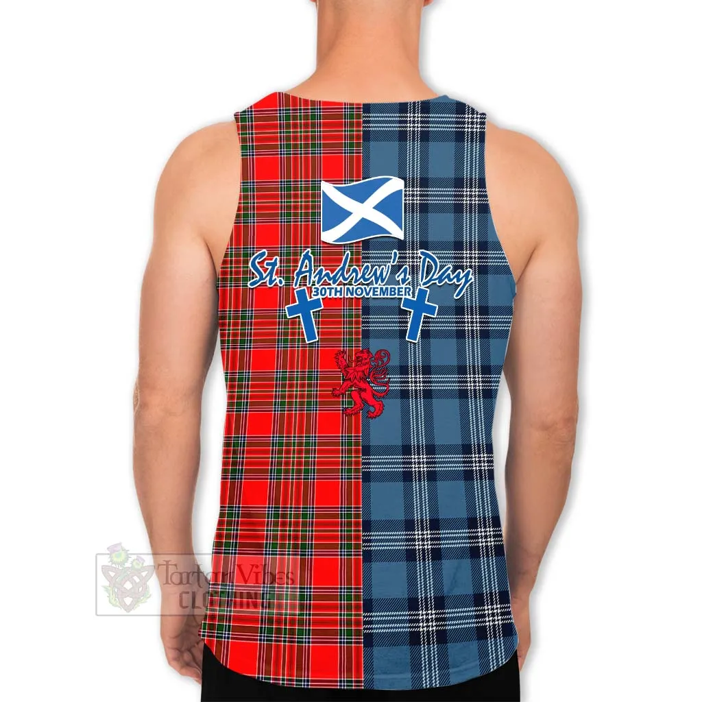 Binning Tartan Men's Tank Top Happy St. Andrew's Day Half Tartan Style