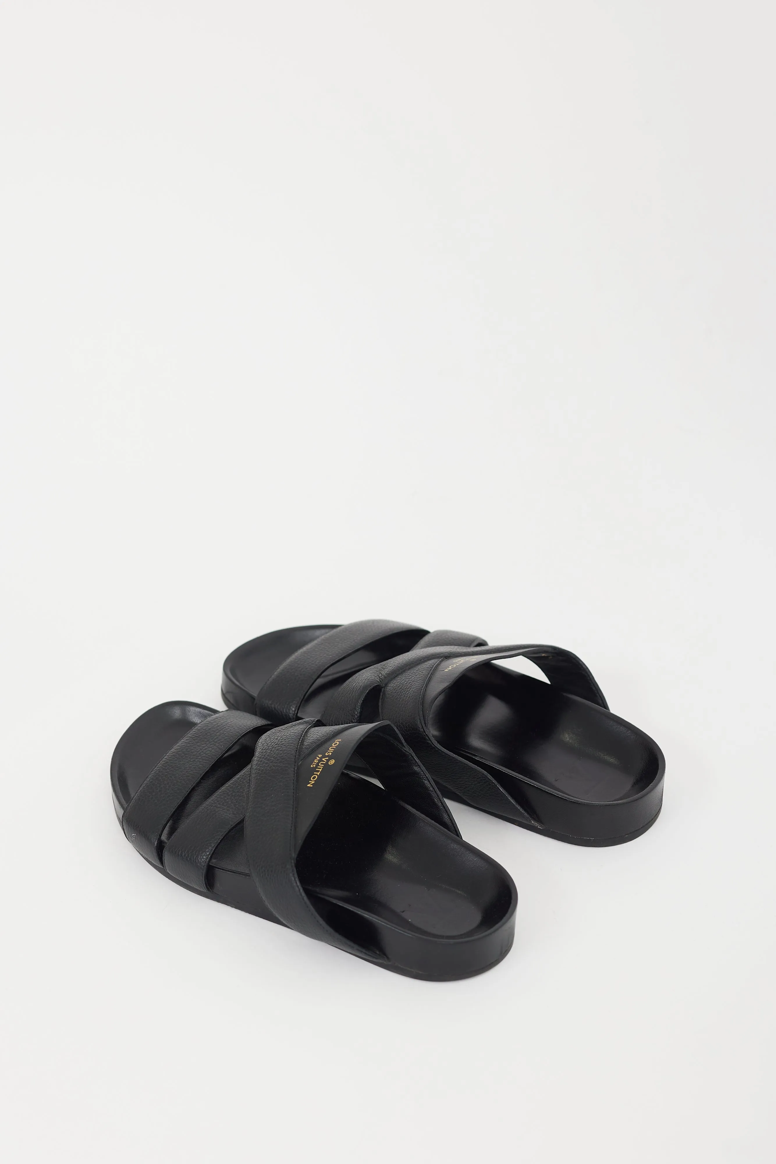 Black & Gold Mirabeau Leather Sandal