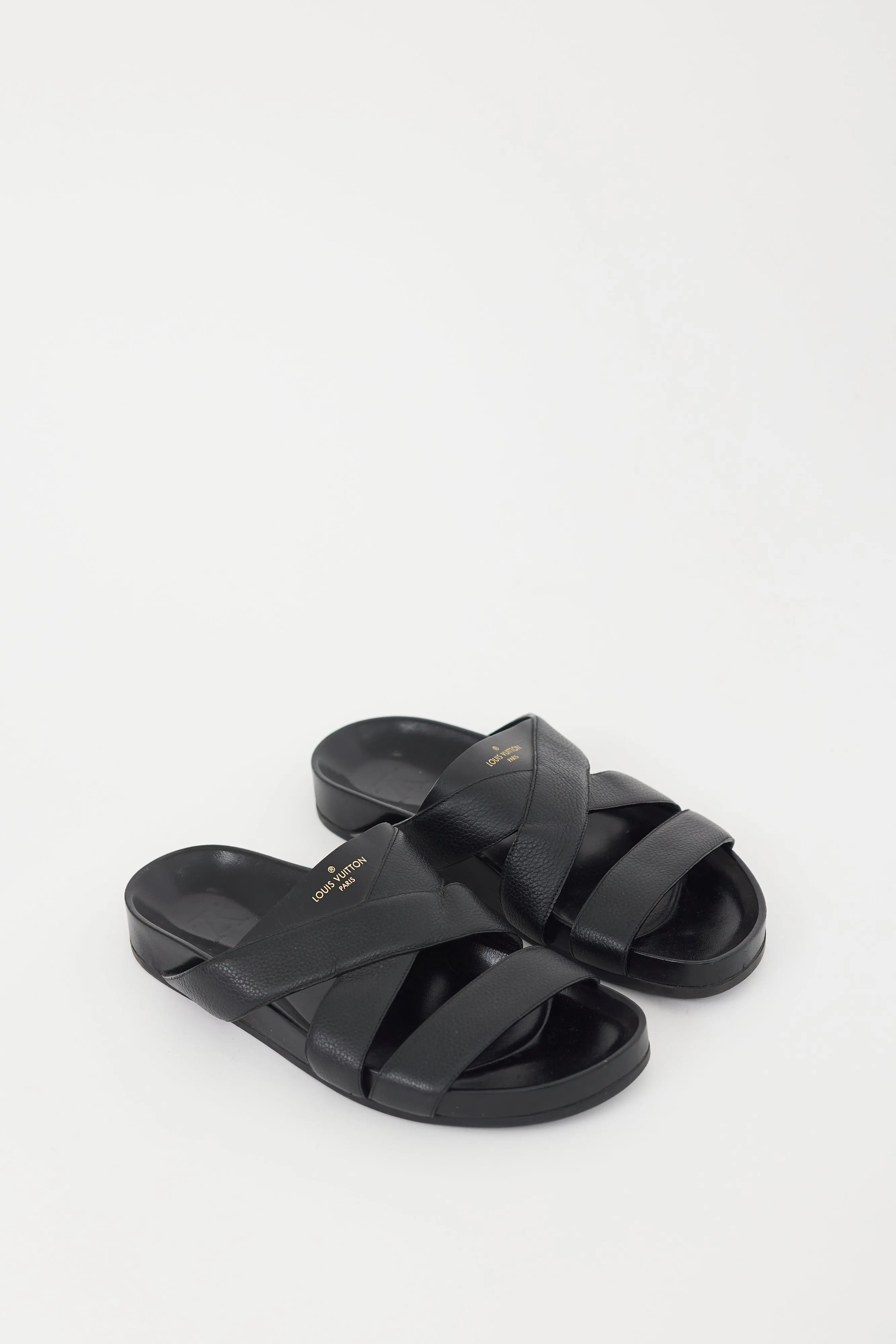 Black & Gold Mirabeau Leather Sandal