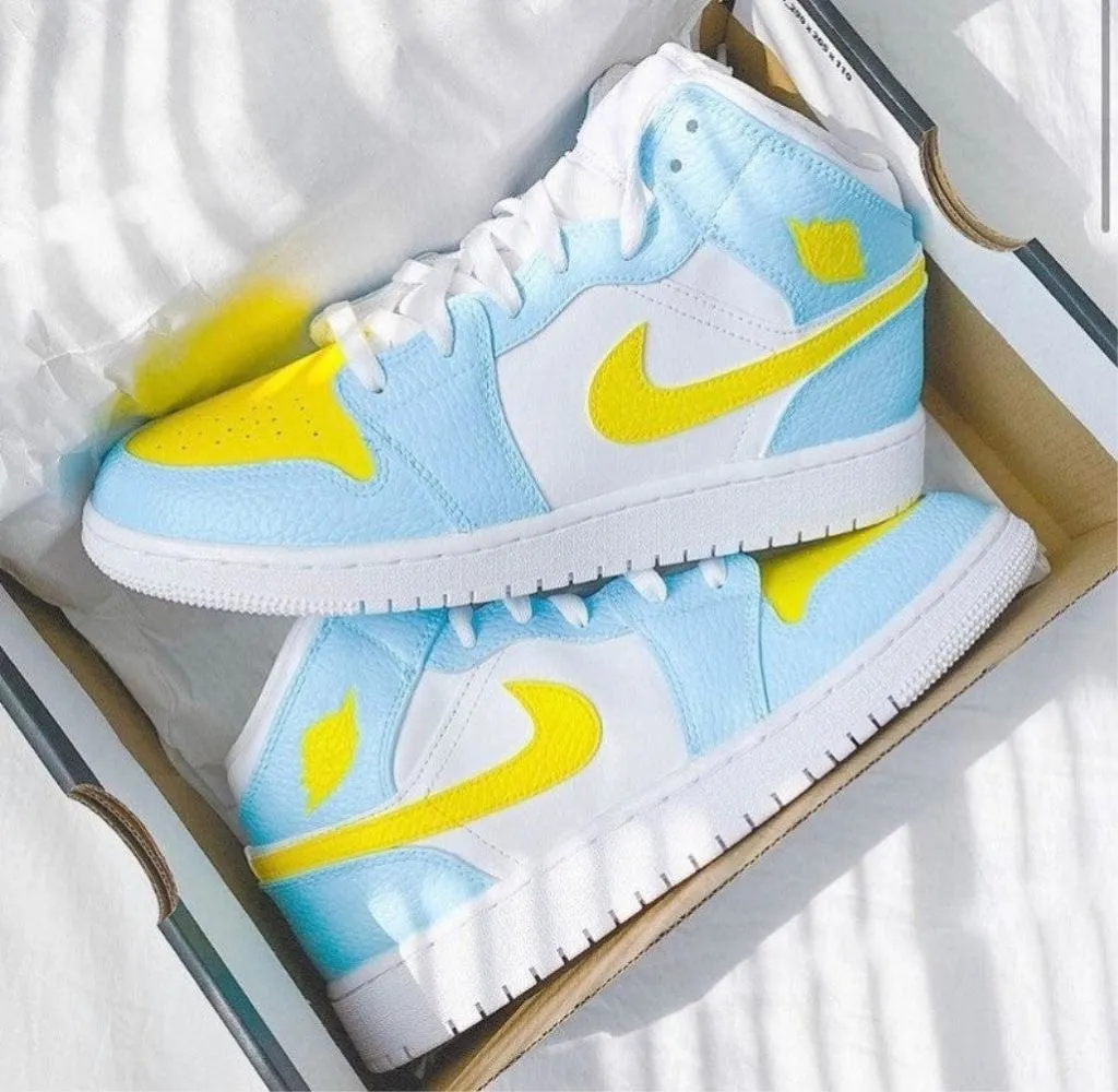 Blue Yellow Custom Air Jordan 1