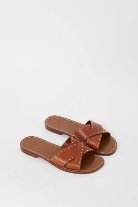 Brown & Gold Studded Leather Lerins Sandal