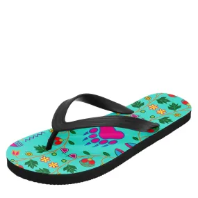 Geometric Floral Fall Sky Flip Flops