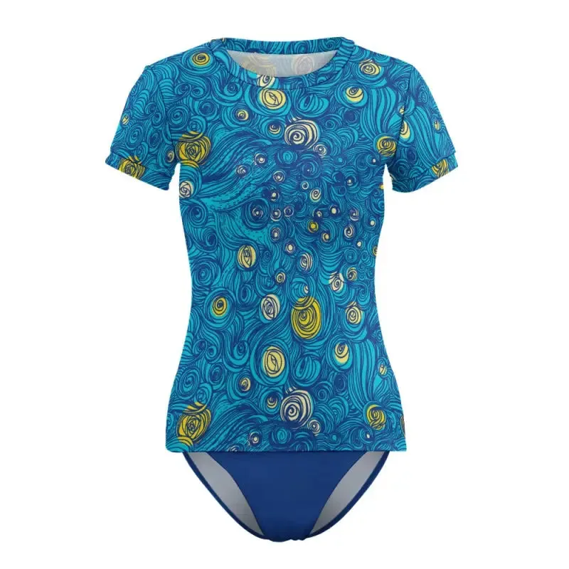 Get Your Beach Vibes On with This Fun Short Sleeve Tankini