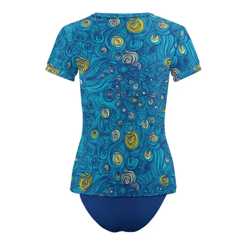 Get Your Beach Vibes On with This Fun Short Sleeve Tankini