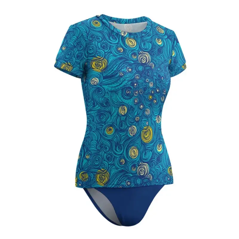 Get Your Beach Vibes On with This Fun Short Sleeve Tankini