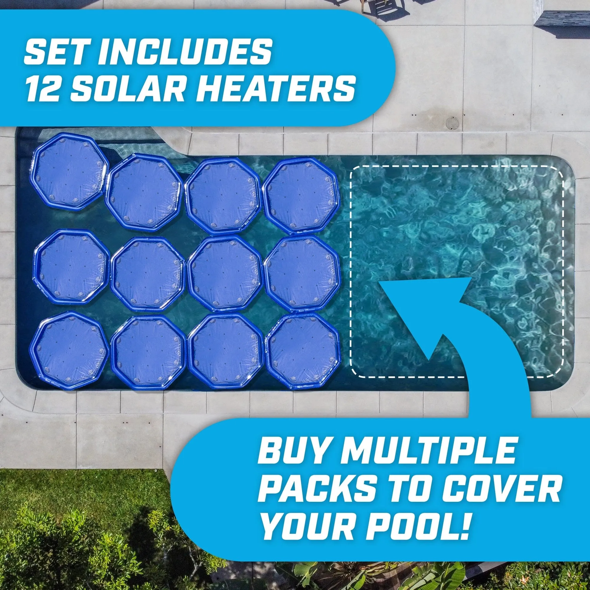 GoFloats V2 Inflatable Solar Pool Heaters - 12 Pack