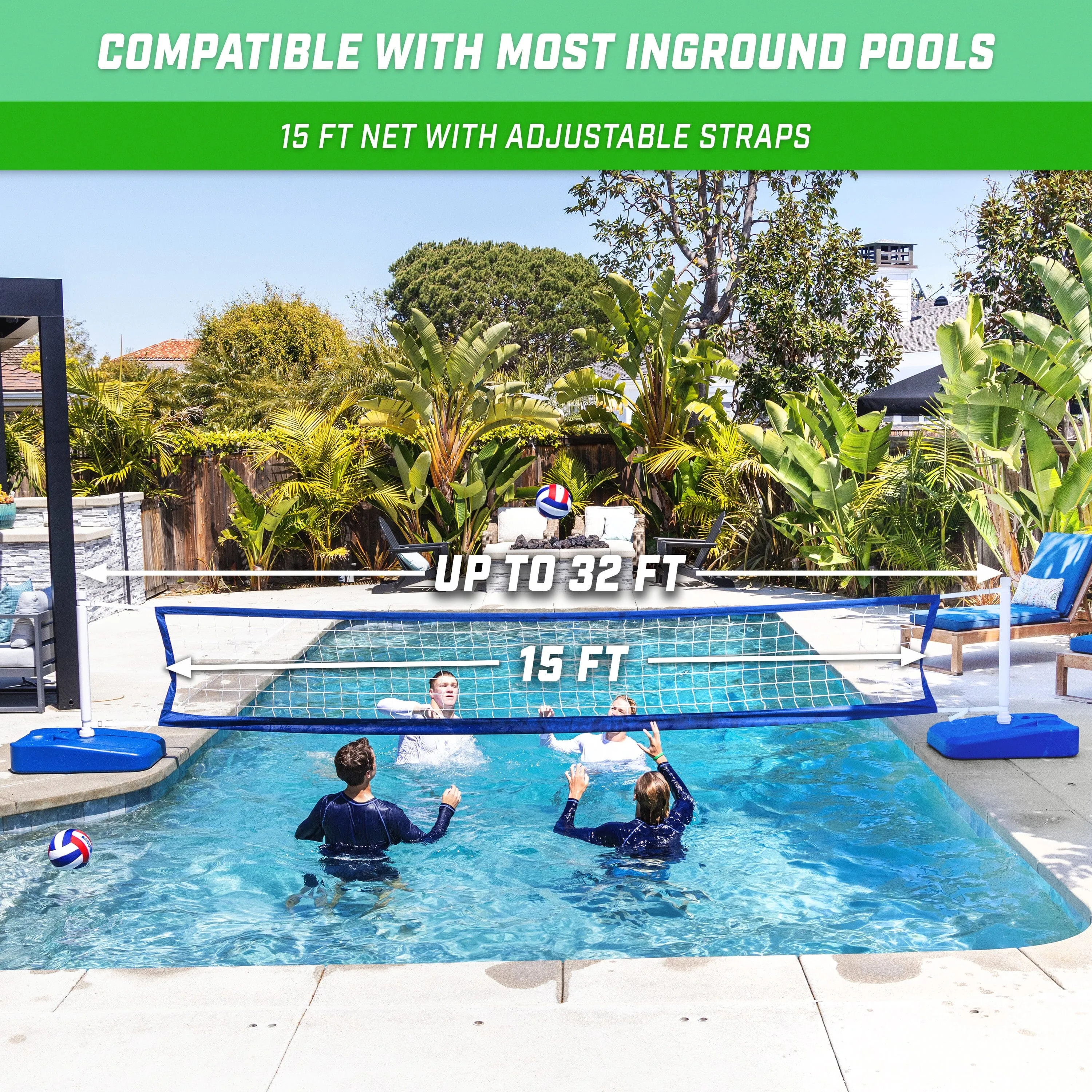 GoSports Splash Hoop ELITE 2-in-1 Pool Basketball & Volleyball Game Set