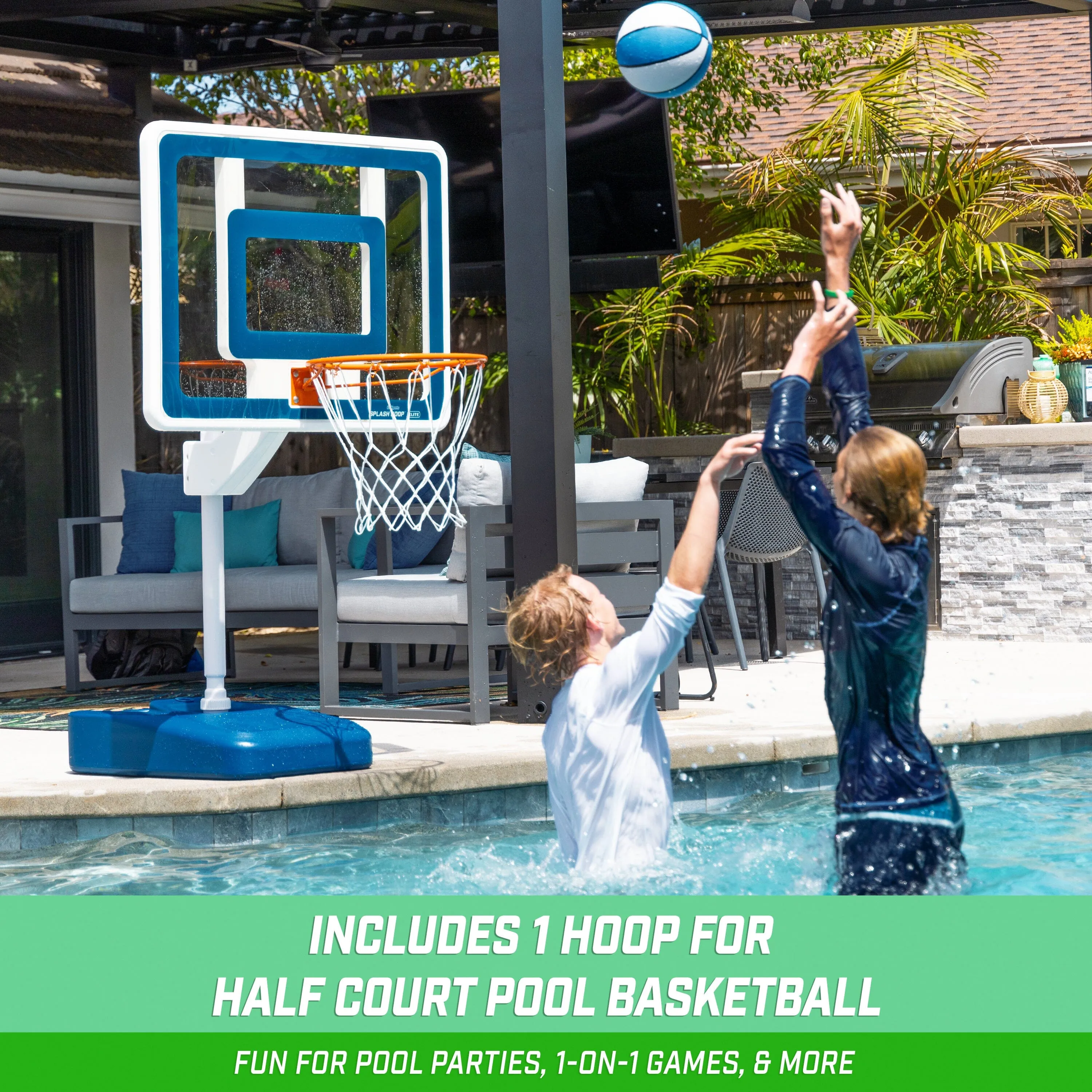 GoSports Splash Hoop ELITE 2-in-1 Pool Basketball & Volleyball Game Set