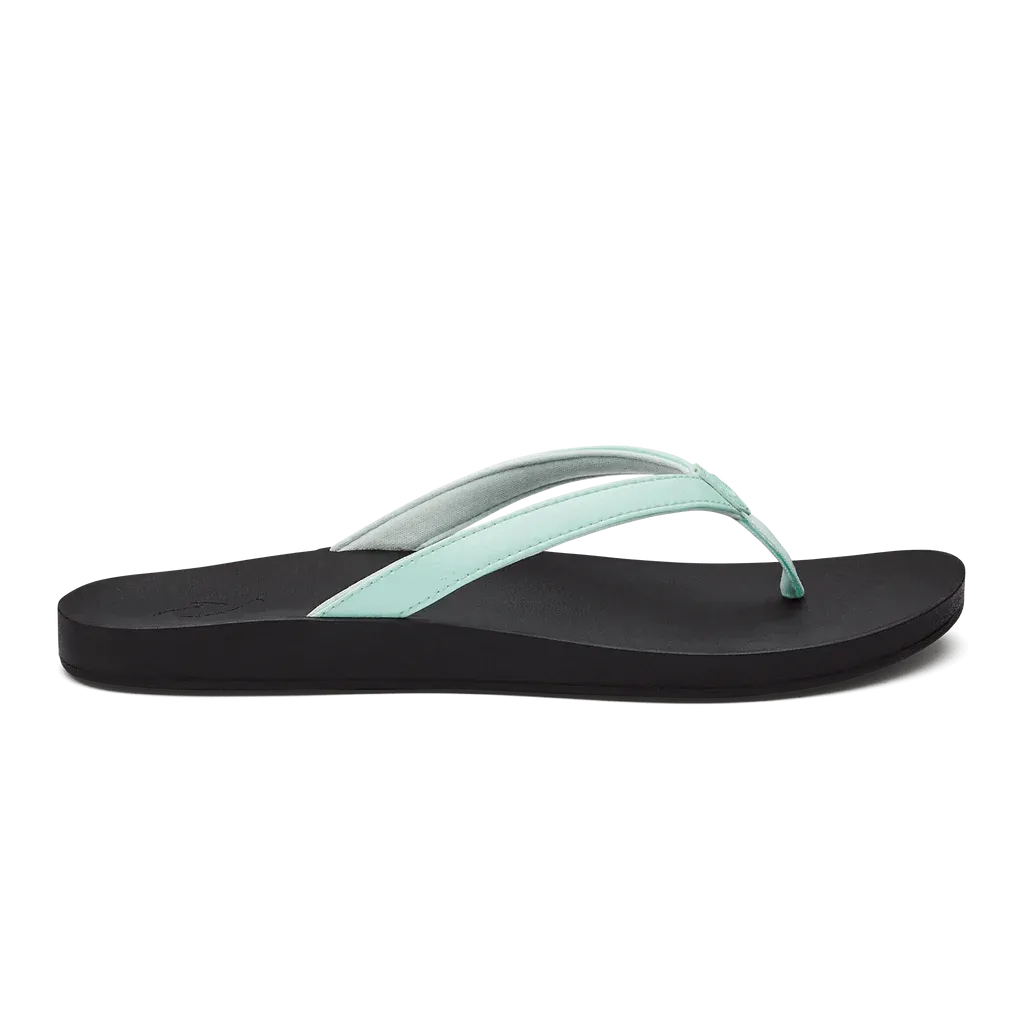 OluKai "Puawe" Women's Sandals- Sea Glass on Black