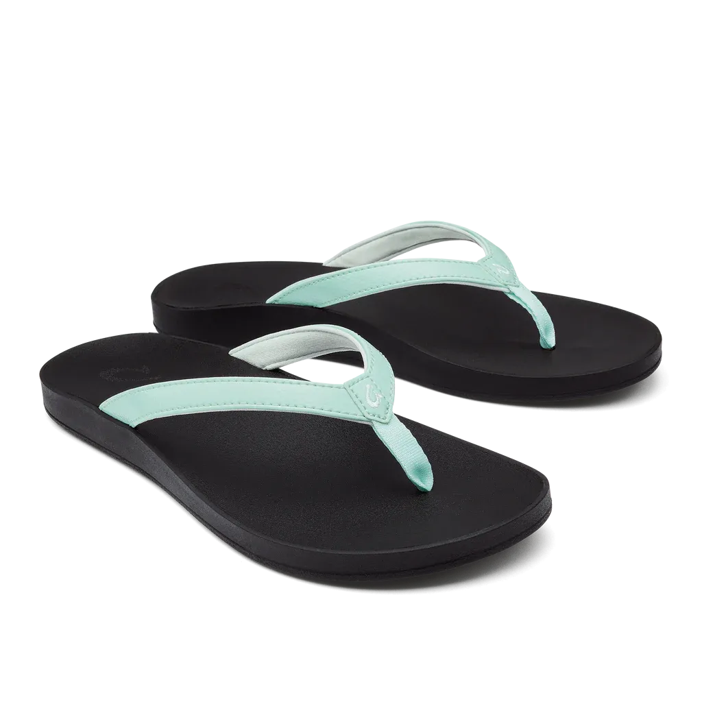 OluKai "Puawe" Women's Sandals- Sea Glass on Black