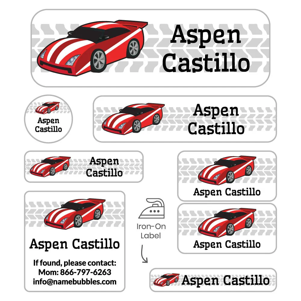 Race Car Sleepaway Camp Labels Pack
