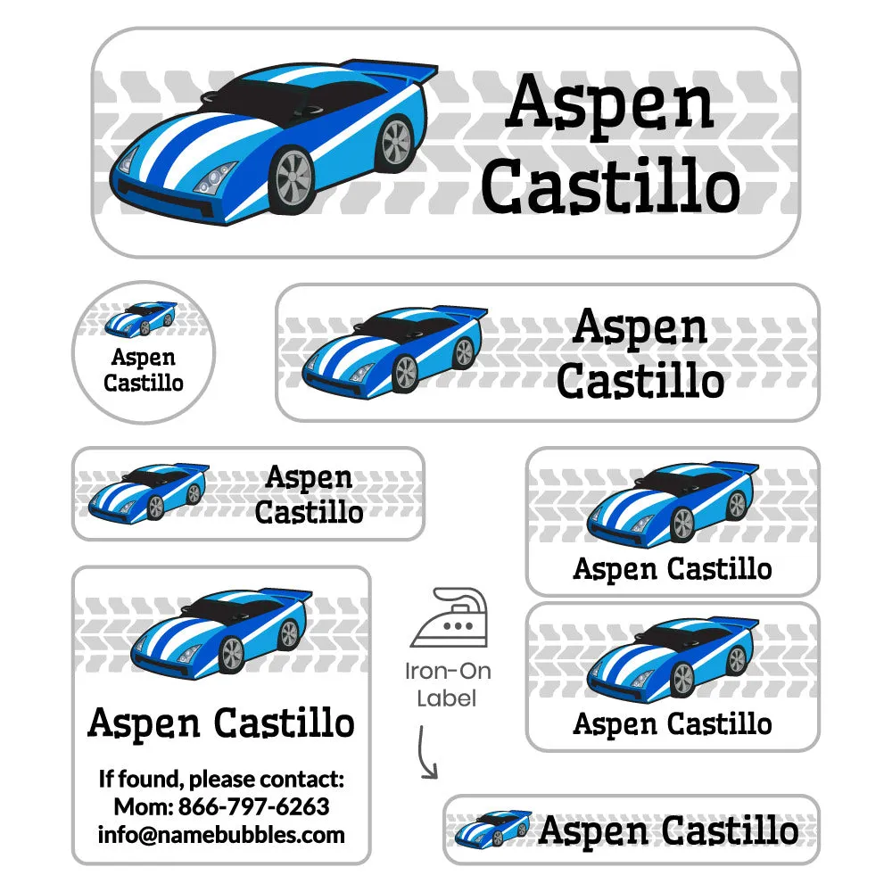 Race Car Sleepaway Camp Labels Pack