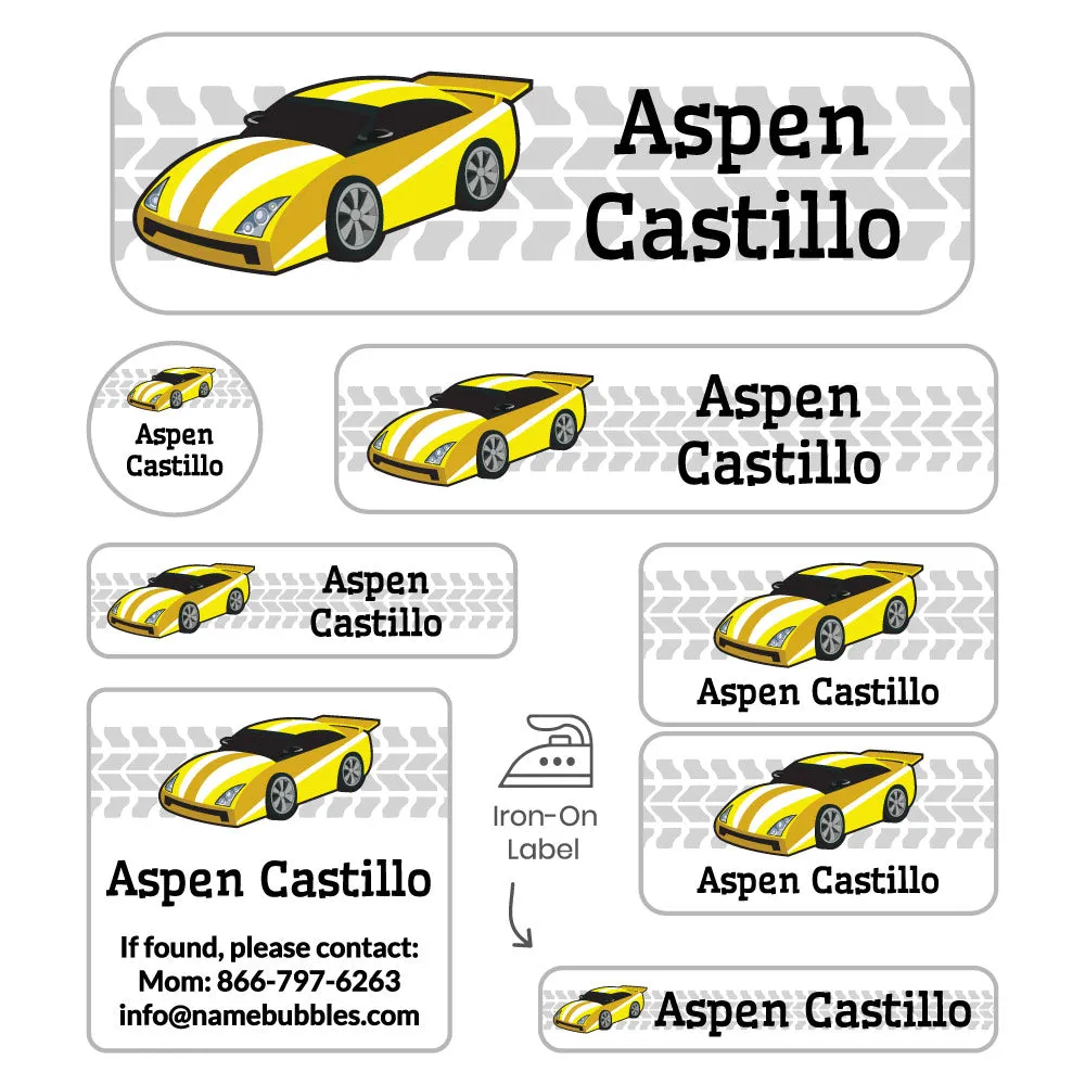 Race Car Sleepaway Camp Labels Pack